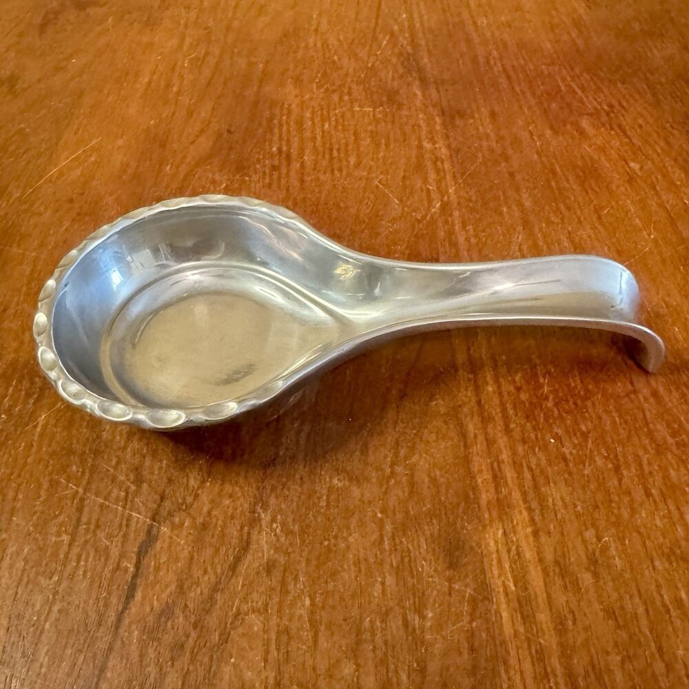 Lenox Pewter Spoon Rest 8.5” Scalloped Edge Kitchen Utensil Holder Farmhouse